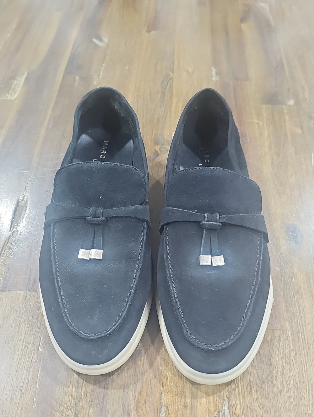 Marc Fisher Yanelli Black Suede Tassel Slip-On Loafers